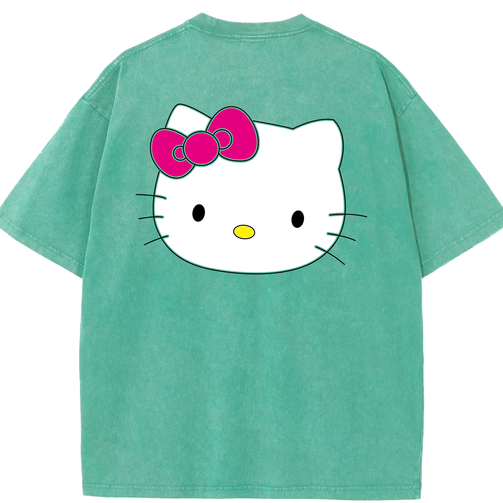 （画像用） Hello Kitty ハローキティ 綿100% ヴィンテージ風 半袖Tシャツ（背面プリント）